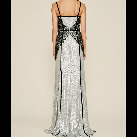 Tadashi Shoji Janus Lace Sequin Sleeveless Gown Si - Picture 3 of 13